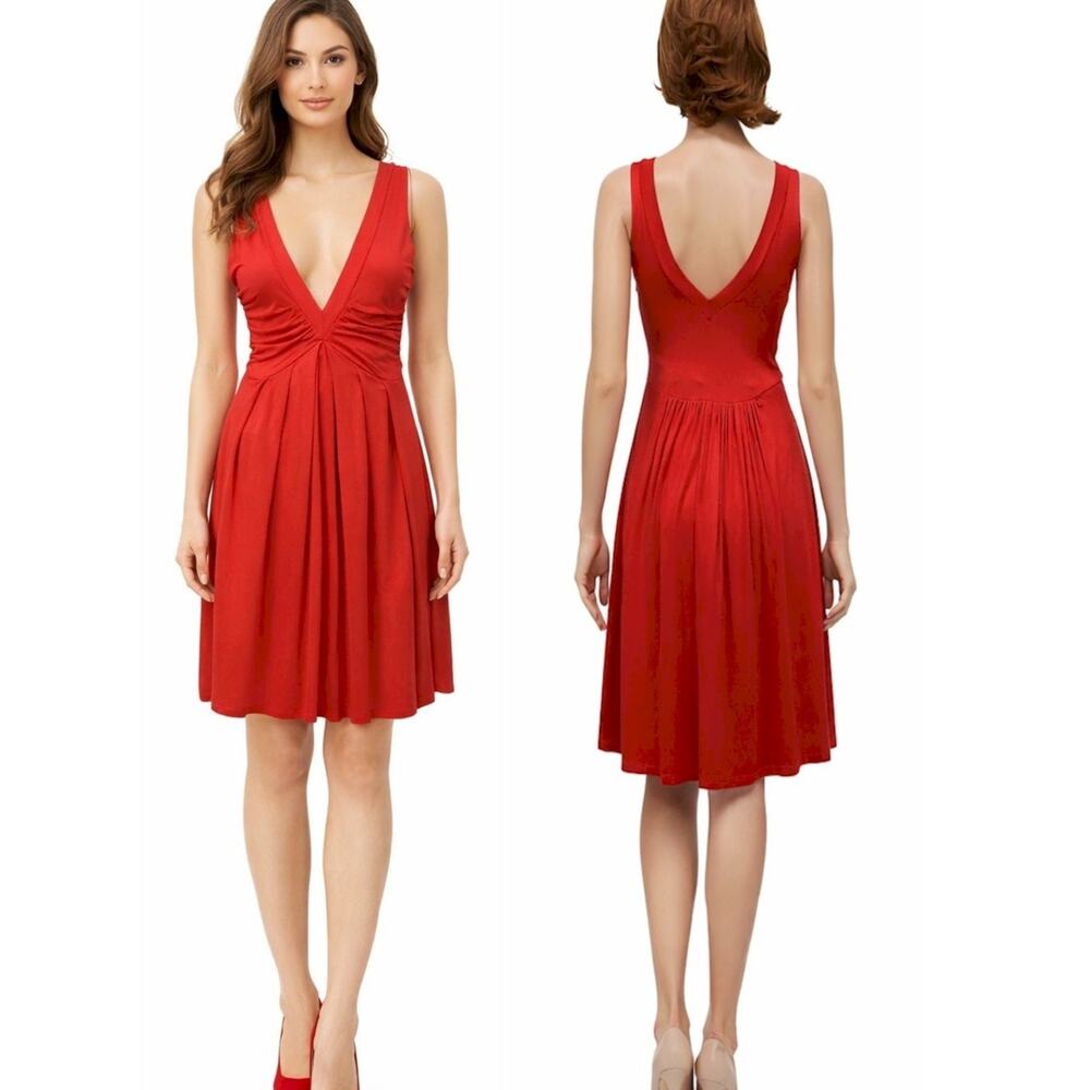 ZARA Dress Size S Low Cut V-Neck Sleeveless Red Cocktail Party Clubbing Work